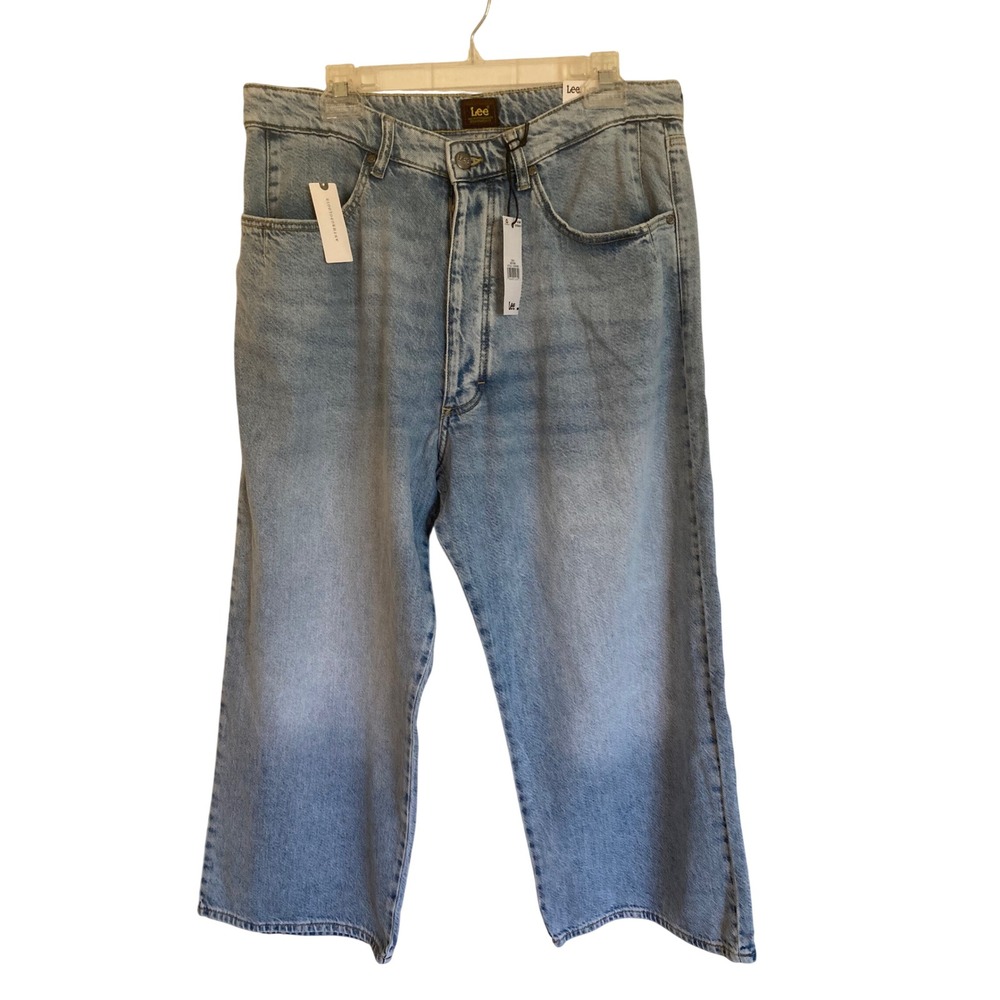 Lee Anthropologie Butterfly Ankle Jeans 29 Light Wash Wide Leg Mid Rise
